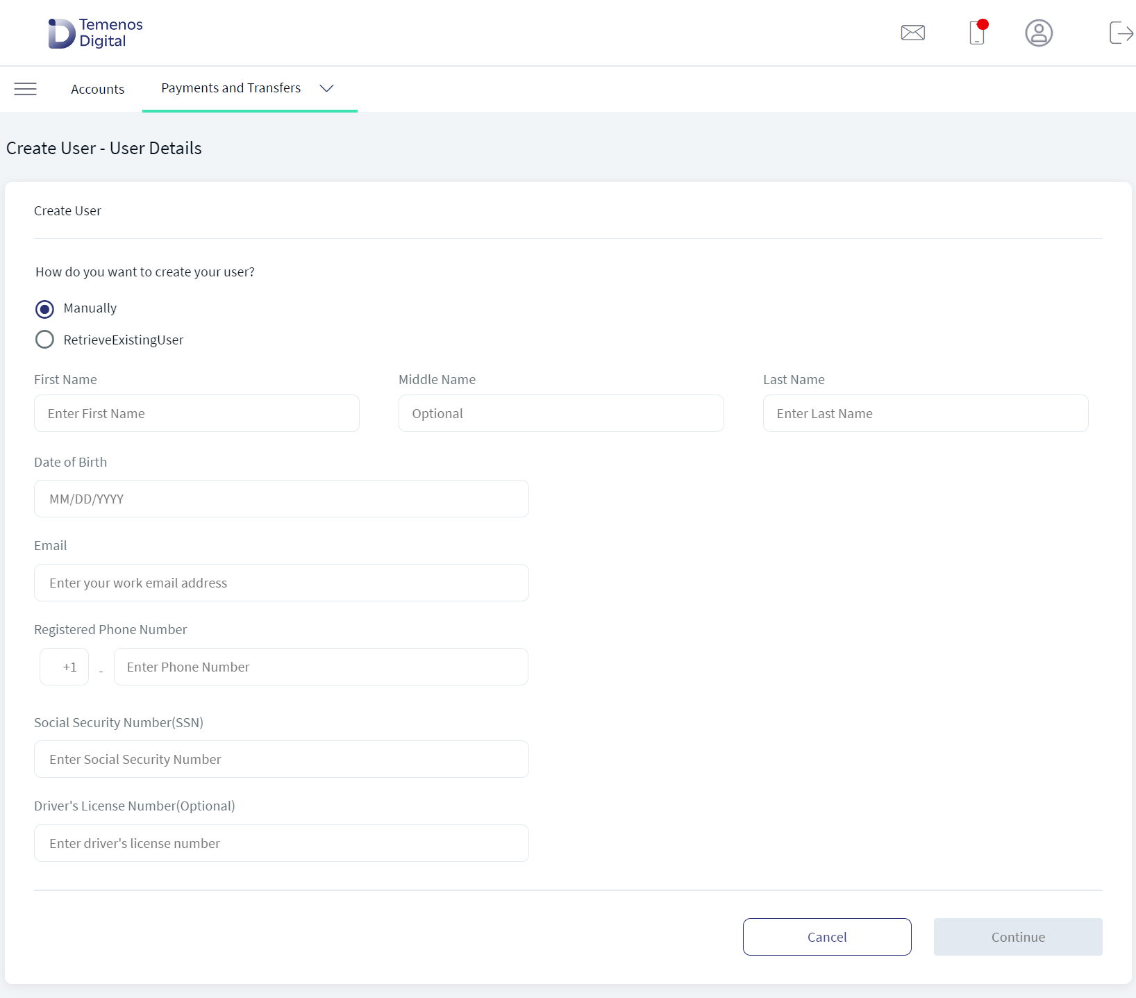 Create User Create User
